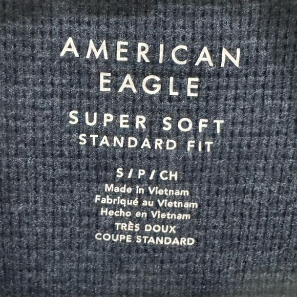 American Eagle waffle crewneck long sleeve lightweight sweater top size small - Picture 5 of 7